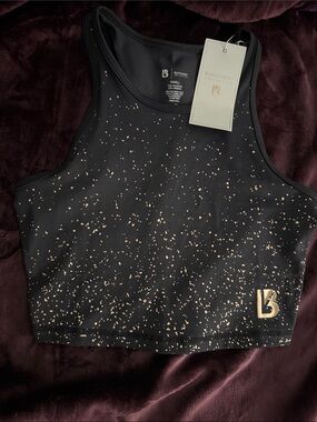 BuffBunny Black & Rosé Aurora Crop  Sports Bra Tank Top